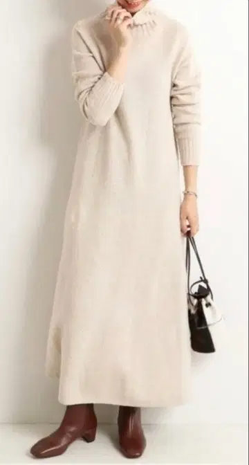 SLOBE IENA 니트 원피스 베이지 긴팔