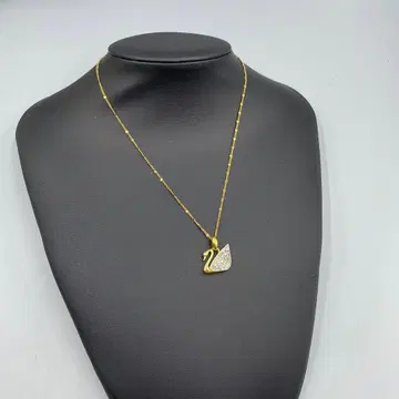 25 빈티지 스와로브스키 백조 모티브 목걸이 골드 컬러