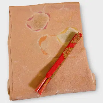 오비 장식 천 허리띠 세트 순수 실크 살몬 핑크 계열 오렌지 계열