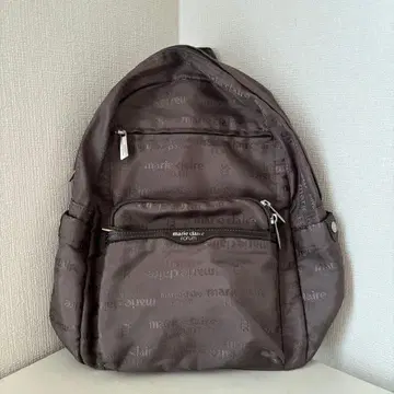 마리끌레르 포럼 백팩 그레이 브라운 로고 프린트