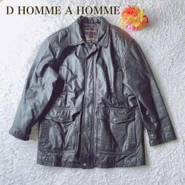 D'HOMME A HOMME [ M ] 블랙 가죽 자켓 소가죽 심플