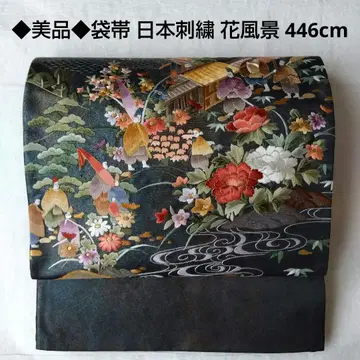 새상품급 캐주얼 오비 꽃 풍경 일본 자수 앤티크 비단 크리스마스 파티