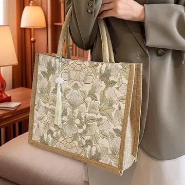 꽃무늬 자수 토트백 대용량