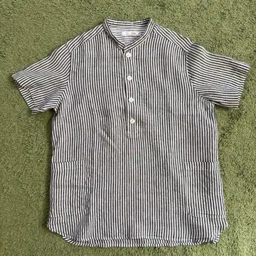 NATURAL LAUNDRY 스트라이프 반팔 셔츠 사이즈 2