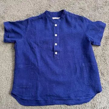 NATURAL LAUNDRY 반팔 셔츠 네이비 사이즈 2