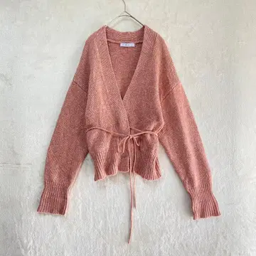 AVAN LILY/벨트 포함 가디건/F/V넥 핑크