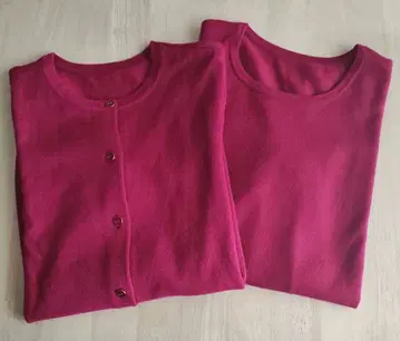 레리안 버튼 달린 가디건 앙상블 라즈베리 핑크