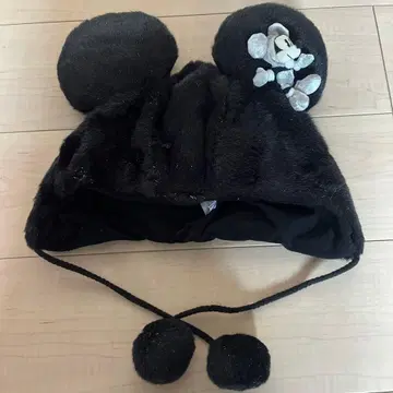 디즈니 미키 팬캡 블랙 모자 라메 마스코트 블랙