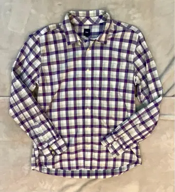 GAP 갭 cotton100% 체크 셔츠 퍼플 x 화이트 L