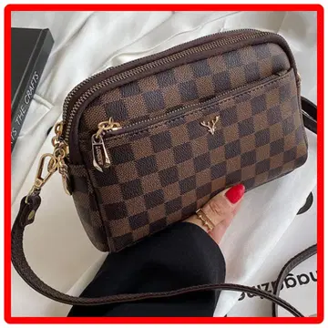 체크 숄더백 브라운 루돌프