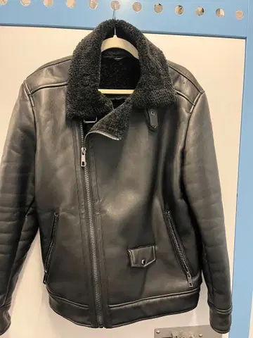 블랙 가죽 더블 라이더 자켓