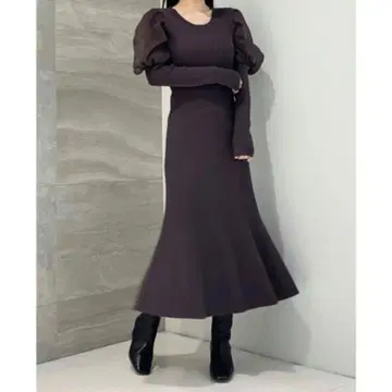 SNIDEL 스나이델 도킹 머메이드 니트 원피스 브라운