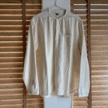 jujudhau 즈즈다우 울 셔츠 밴드 카라 화이트 긴팔