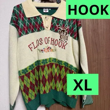 HOOK 아가일 무늬 니트 스웨터 여성용 남성용 사이즈 XL
