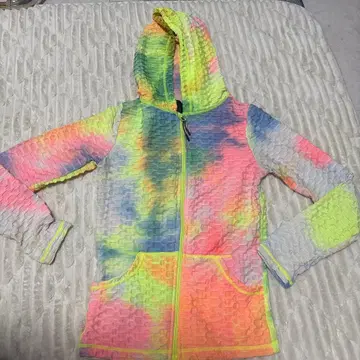 컬러풀 풀 집업 후드티 타이다이 패턴