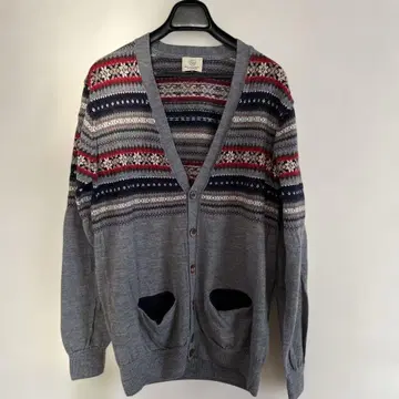 BEAUTY & YOUTH 울 100% 노르딕 무늬 가디건 XL