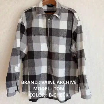 VAINL ARCHIVE 체크 무늬 플란넬 셔츠 M 사이즈