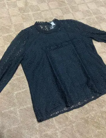 블랙 레이스 긴팔 셔츠