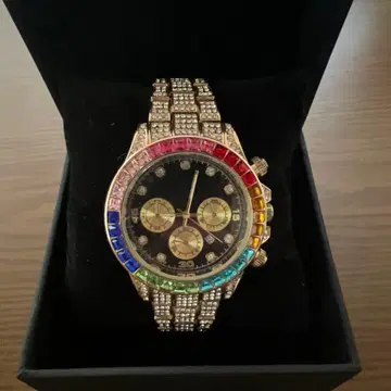 컬러풀 스톤 장식 크로노그래프 손목시계