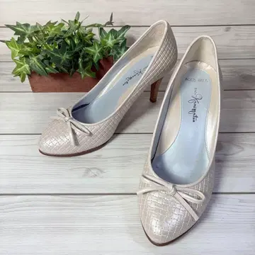 1324 [새상품급] 긴자 카네마츠 에나멜 화이트 그레이 24.5