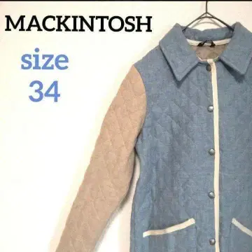 매킨토시 바이컬러 퀼팅 자켓 소매 절개 다이아 퀼트 스카이블루