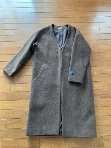 SALOON 사룬 노카라 코트 레이디 롱 코트 브라운 36