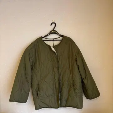 리버서블 퀼팅 자켓 올리브