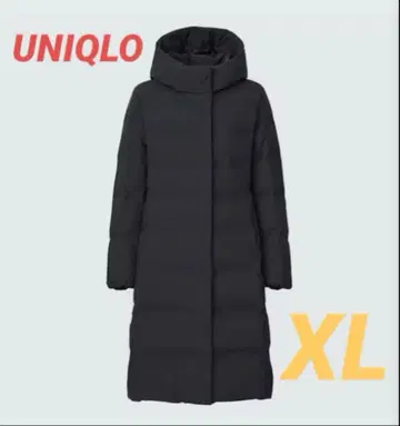 새상품급 UNIQLO 심리스 다운 롱 코트 XL 사이즈 블랙 아우터