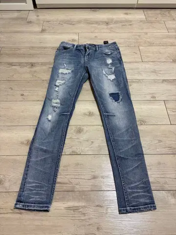 데미지 가공 블루 데님 팬츠 L