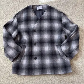 FORK & SPOON 체크 무늬 노카라 자켓