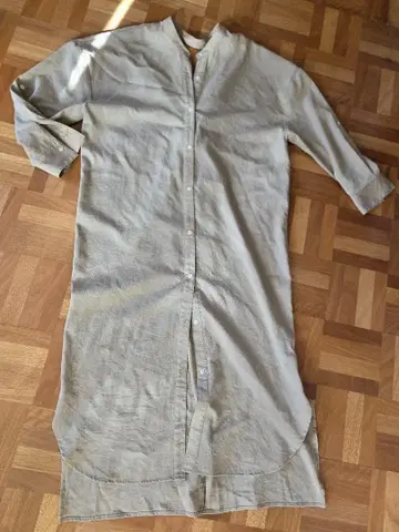 베이지 버튼 셔츠 원피스