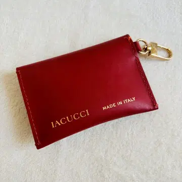 IACUCCI 이아쿠치 카드 케이스 키링 멀티 케이스 가죽 빨간색