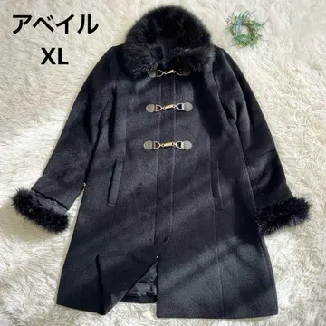 아베일 퍼 롱 A라인 더플 코트 빅사이즈 루즈핏 블랙 XL