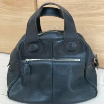 메루카리 최저가 블랙 가죽 핸드백 지퍼 포함