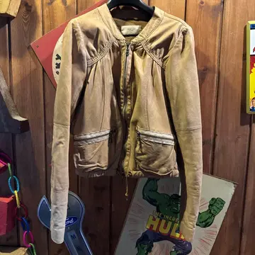 FRAY I.D 베이지 빈티지 가공 가죽 자켓