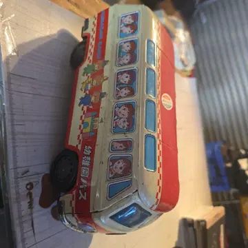 쇼와 레트로 양철 버스 모양 완구 곰돌이 캐릭터 포함