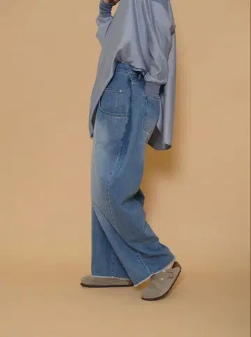 시안 도쿄 드레이프 포켓 사이드 턱 와이드 팬츠 36