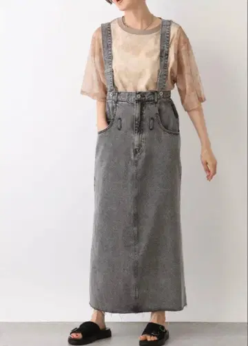 LEPSIM 오버롤 스커트 멀티WAY 데님 오버롤 스커트