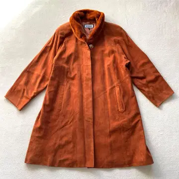 JHA-JHA 천연 가죽 스웨이드 가죽 코트 80s 빈티지 오렌지