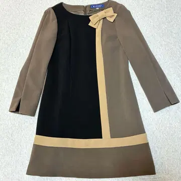 엠즈 그레이시 원피스 리본 브라운 바이컬러 포멀