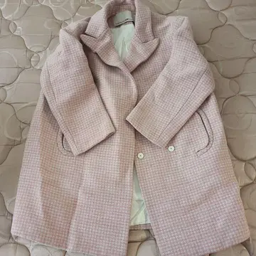 체스터 코트 핑크 체크 무늬 사이즈 38 하운드투스