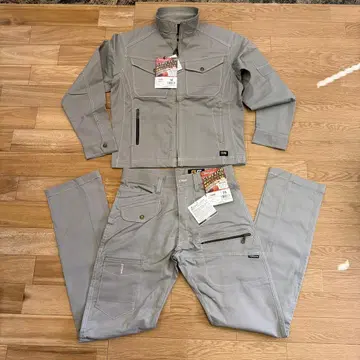 소와 작업복 상하의 세트 그레이 블루종 M 카고 팬츠 79cm