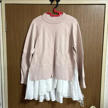 새상품 핑크 니트 프릴 레이어드 상의