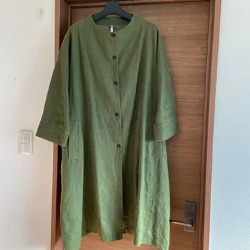 린넨 돌먼 슬리브 롱 코트