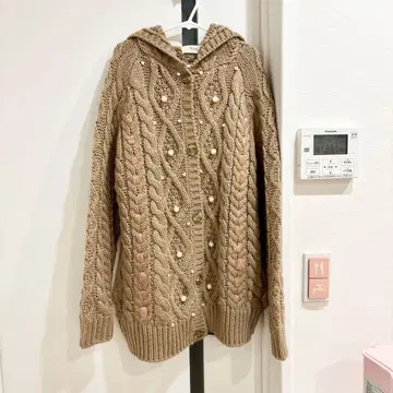새상품 미사용 Ninamew 니트 가디건 코디 가디건 리본 펄