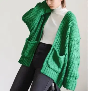 로우 게이지 편직 니트 가디건