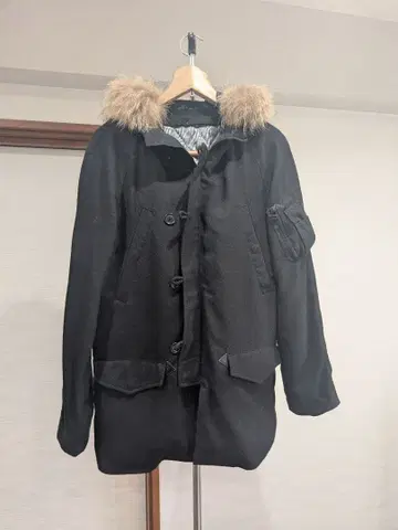 SHIPS JET BLUE 블랙 모즈 코트 M