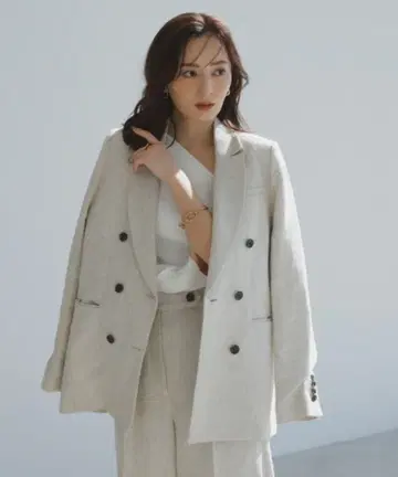 anuans 린넨 더블 테일러드 자켓 베이지 M 사이즈