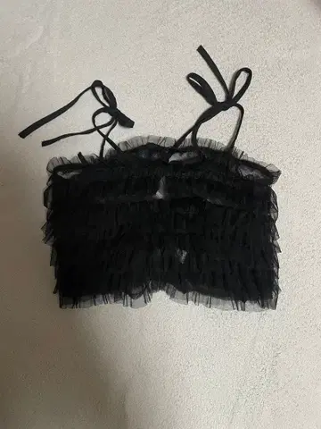 프릴 튤 뷔스티에 블랙