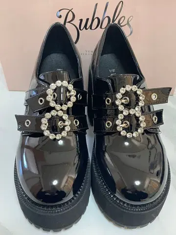 BUBBLES 더블 버클 슈즈 36 힐 9.5cm